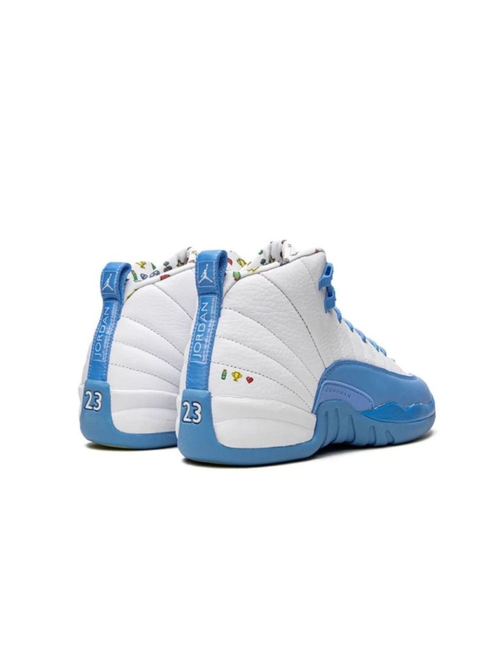 Nike Air Jordan 12 Retro DQ4365-114 Blue White GS Shoes Size 6Y 'Emoji' - Picture 2 of 12